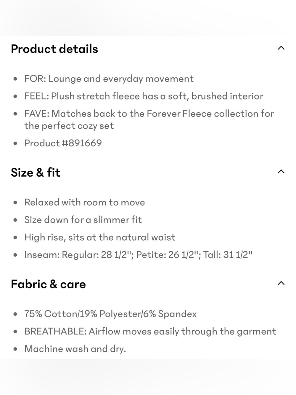 ATHLETA FOREVER FLEECE HIGH RISE JOGGER - Picture 12 of 12